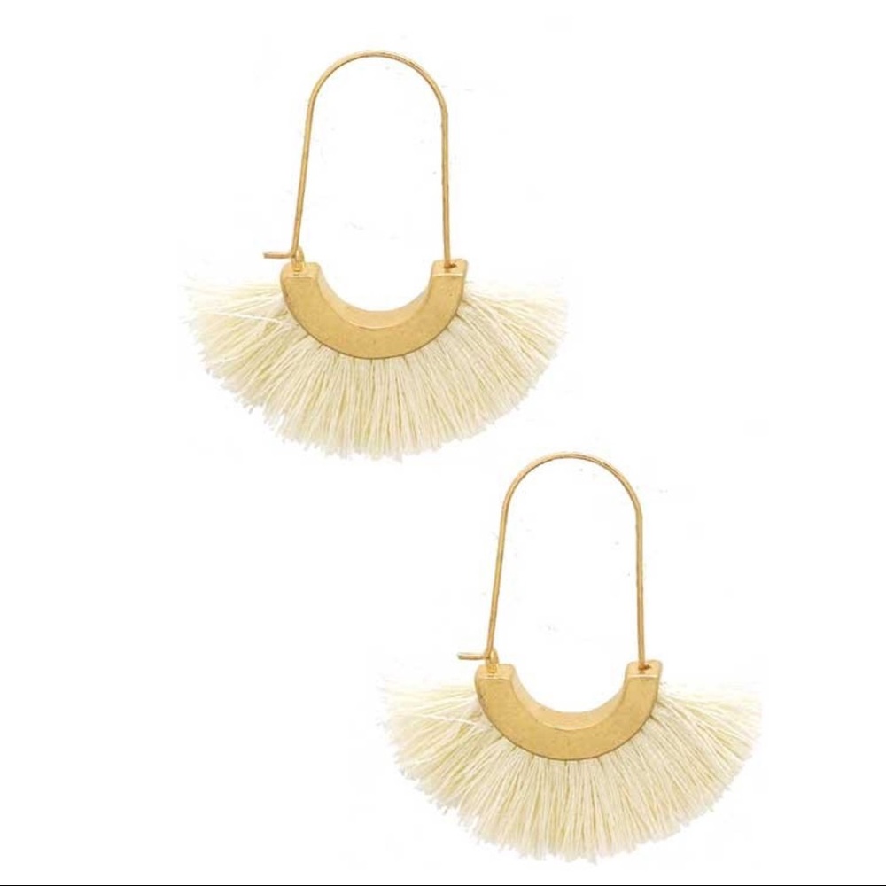 Ivory Tassel Trim Earrings - Picture 2 of 2